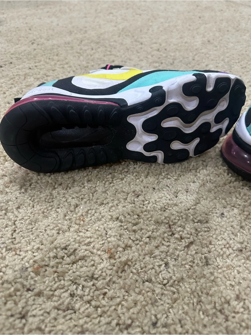 Nike Air Max 270 React Size 6Y White Multi Color Sneakers